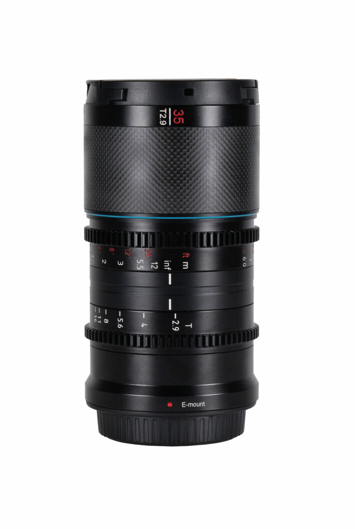 Sirui 35mm T2.9 1.6x Carbon Fiber Anamorphic lens for Sony E Mount (Blue Flare) Anamorphic Lens | Sirui Australia | 2