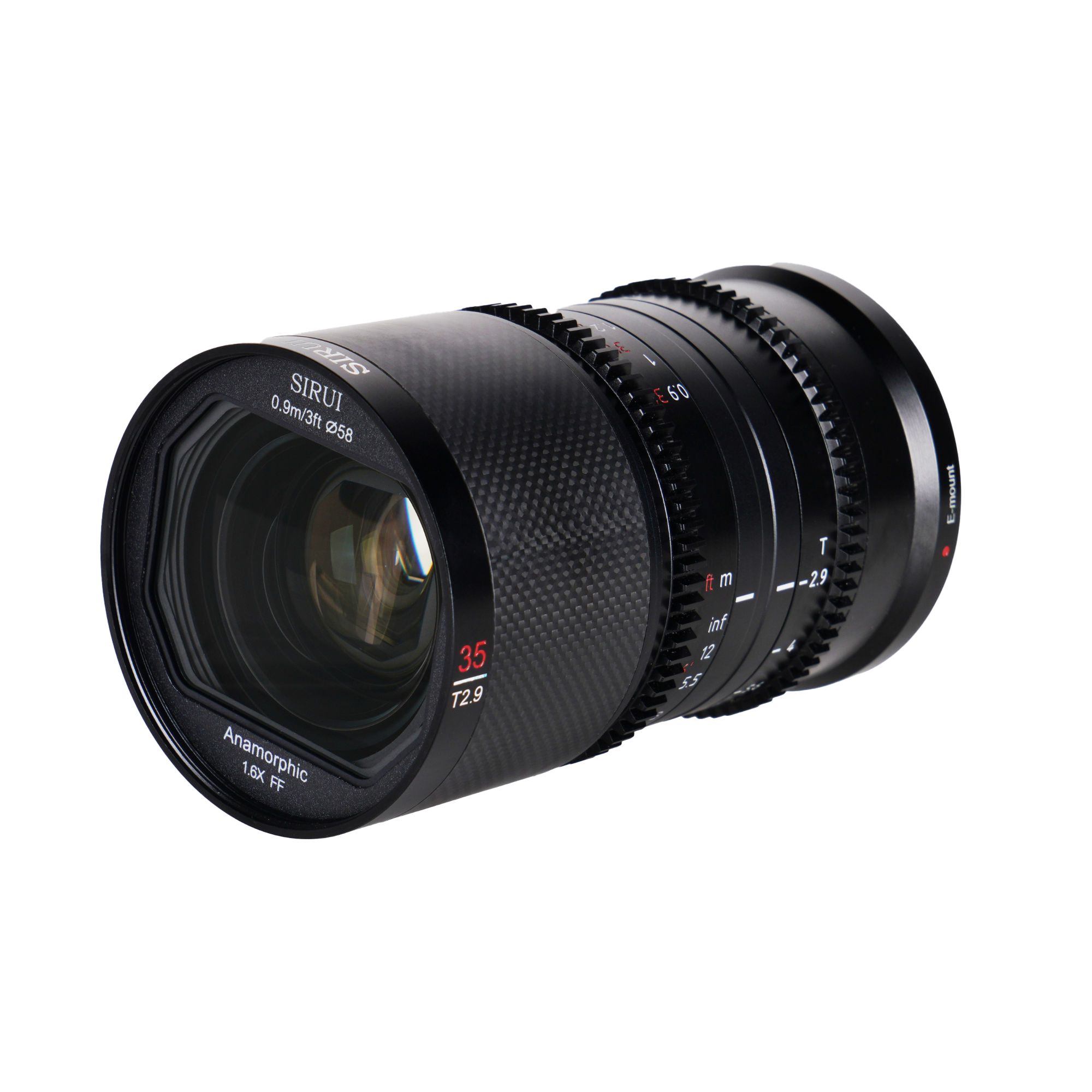 35mm T2.9 1.6x Carbon Fiber Anamorphic lens for Fuji X Mount (Blue Flare)